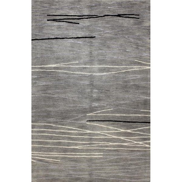 Bashian Bashian R129-GY-4X6-HG238 Greenwich Collection Abstract Contemporary Wool & Viscose Hand Tufted Area Rug; Grey - 3 ft. 9 in. x 5 ft. 9 in. R129-GY-4X6-HG238